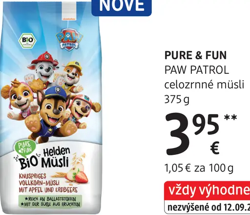 PURE & FUN PAW PATROL celozrnné müsli