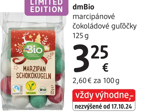 DmBio marcipánové čokoládové guľôčky