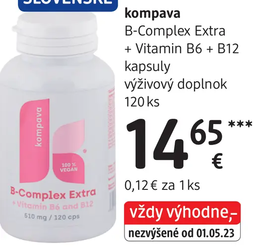Kompava B-Complex Extra + Vitamin B6 + B12 kapsuly
