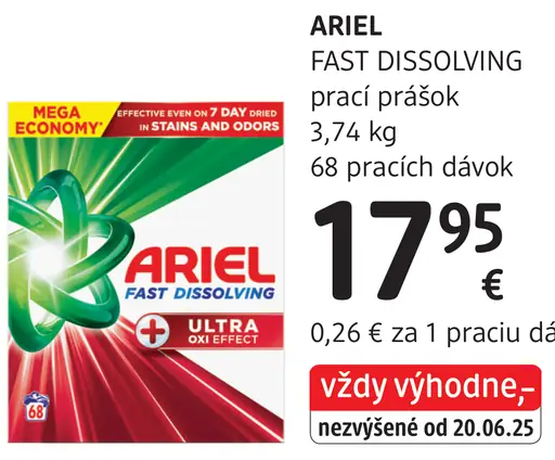 Ariel FAST DISSOLVING prací prášok