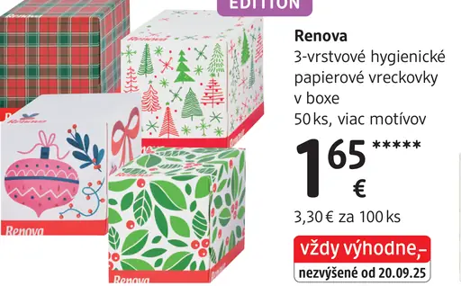 Renova 3-vrstvové hygienické papierové vreckovky