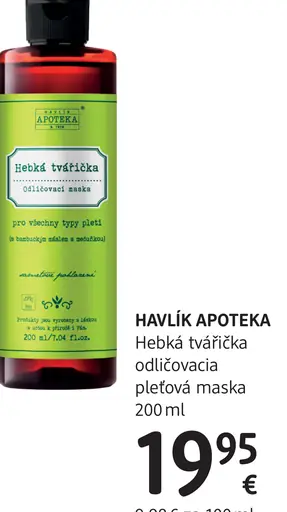 HAVLÍK APOTEKA odličovacia pleťová maska