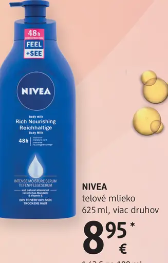 Nivea telové mlieko