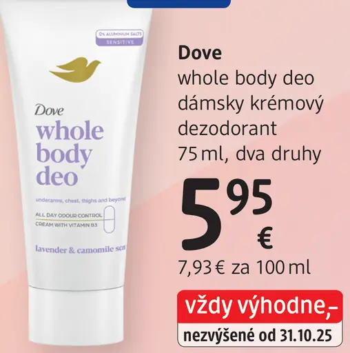 Dove whole body deo dámsky krémový dezodorant