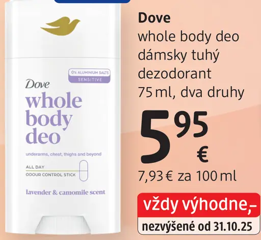 Dove whole body deo dámsky tuhý dezodorant