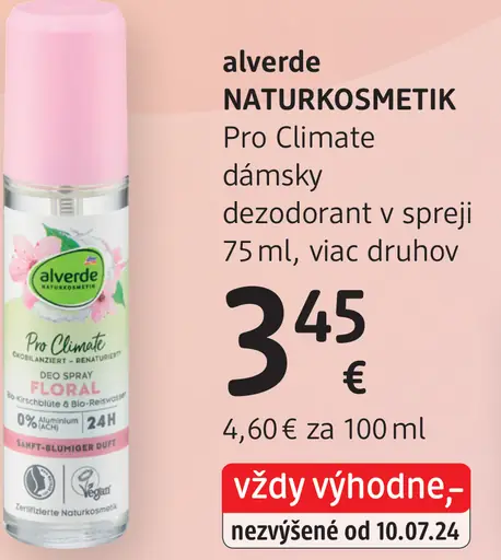Alverde NATURKOSMETIK Pro Climate dámsky dezodorant v spreji