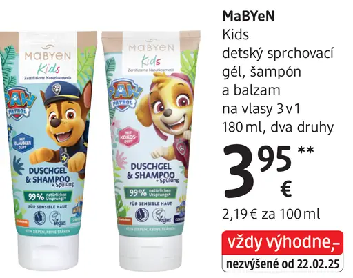 MaByEN detský sprchový gél, balzam na vlasy 3v1, dva druhy