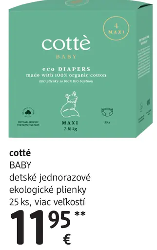 Cotté detské jednorazové ekologické plienky