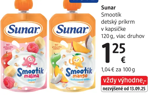 Sunar Smoothie detský príkrm v kapsičke