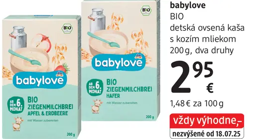 Babylove Bio detská ovsená kaša s kozím mliekom