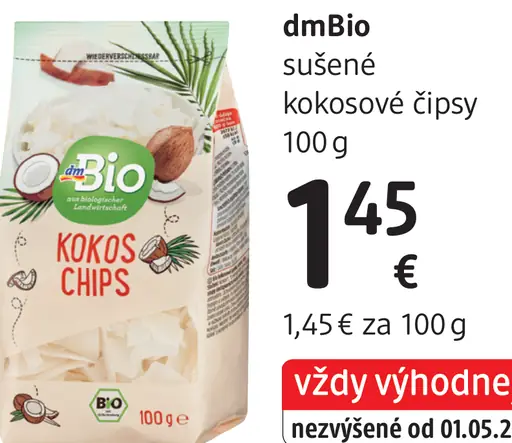 DmBio sušené kokosové čipsy
