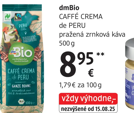 DmBio CAFFÈ CREMA pražená zrnková káva