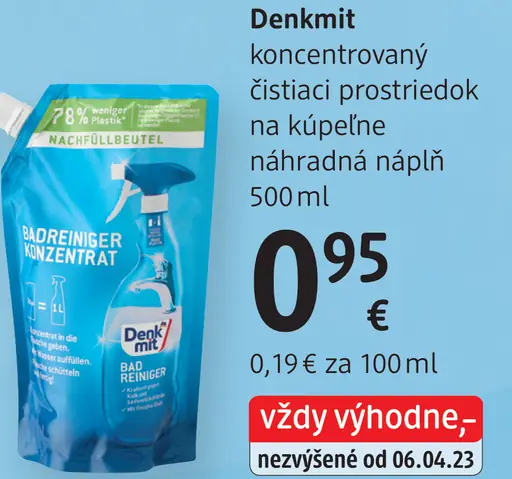 Denkmit koncentrovaný čistiaci prostriedok na kúpeľne náhradná náplň