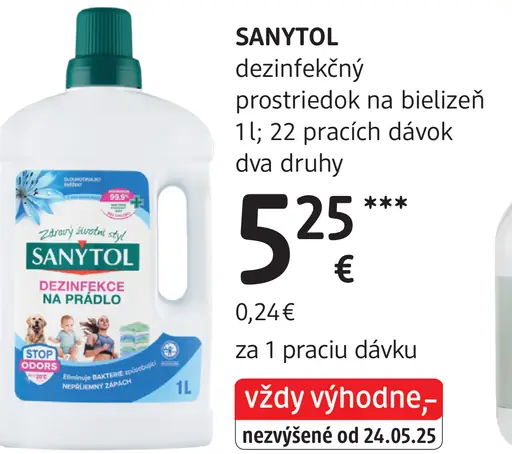 SANYTOL dezinfekčný prostriedok na bielizeň