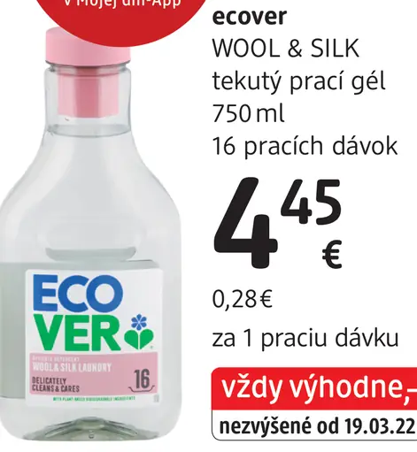 Ecover WOOL & SILK tekutý prací gél