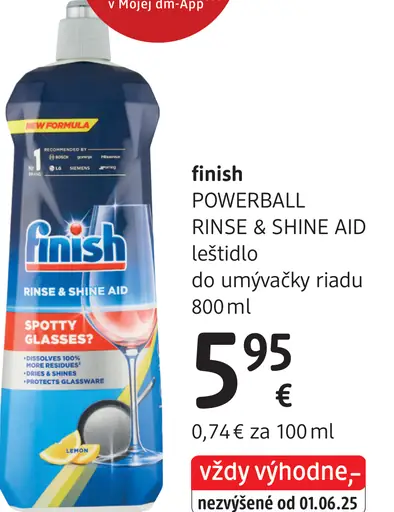 Finish POWERBALL RINSE & SHINE AID leštidlo do umývačky riadu