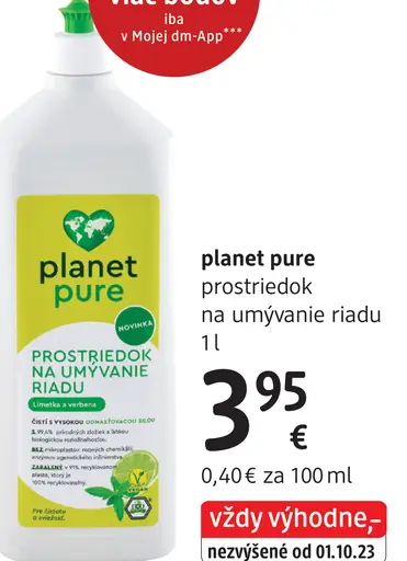 Planet pure prostriedok na umývanie riadu