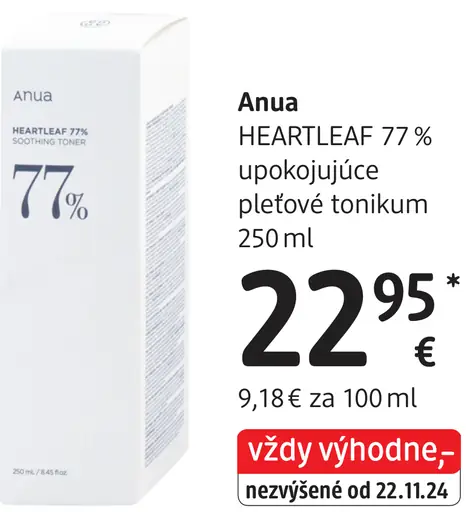 Anua HEARTLEAF 77 % upokojujúce pleťové tonikum
