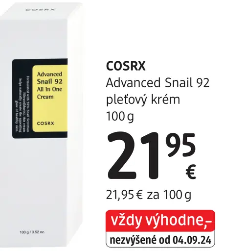 COSRX Advanced Snail 92 pleťový krém