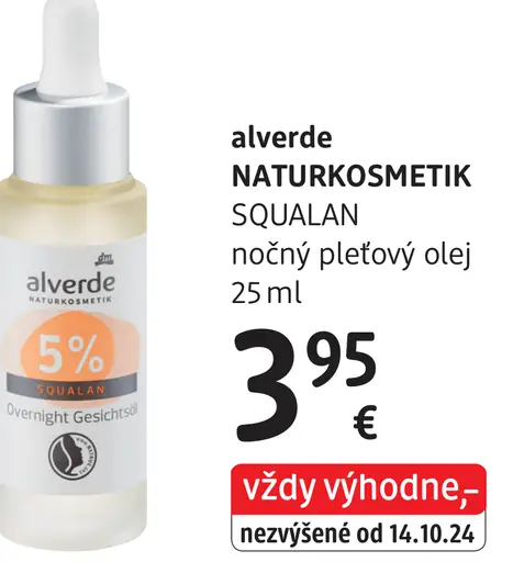 Alverde Naturkosmetik Squalan nočný pleťový olej