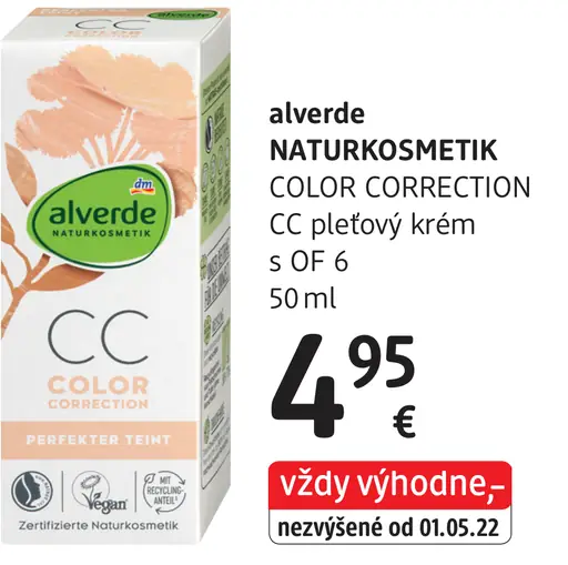 Alverde Naturkosmetik Color Correction CC pleťový krém SPF 6