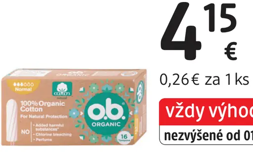 O.b. Organic hygienické tampóny