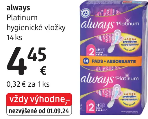 Always Platinum hygienické vložky