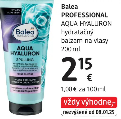 Balea Professional Aqua Hyaluron hydratačný balzam na vlasy