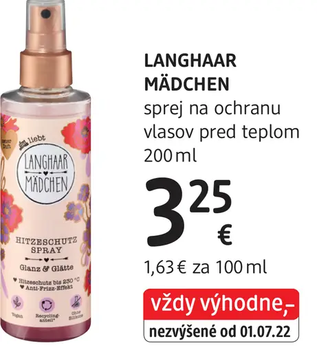 Langhaar Mädchen sprej na ochranu vlasov pred teplom