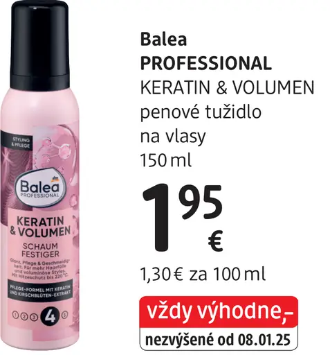 Balea Professional Keratin & Volumen penové tužidlo na vlasy
