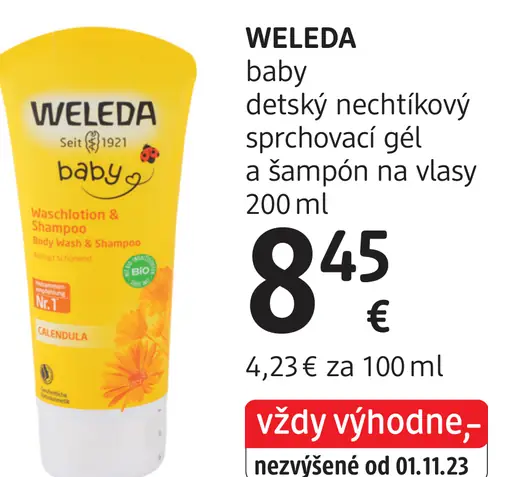Weleda baby detský nechtíkový sprchovací gél a šampón na vlasy