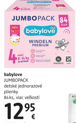 Babylove Jumbopack detské jednorazové plienky