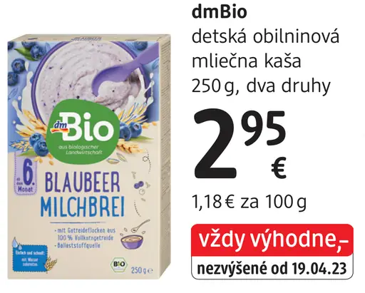 DmBio detská obilninová mliečna kaša