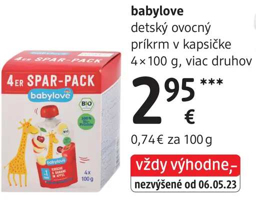 Babylove detský ovocný príkrm v kapsičke