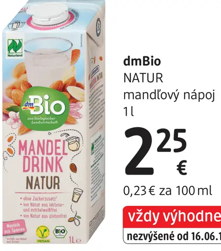 DmBio NATUR mandľový nápoj