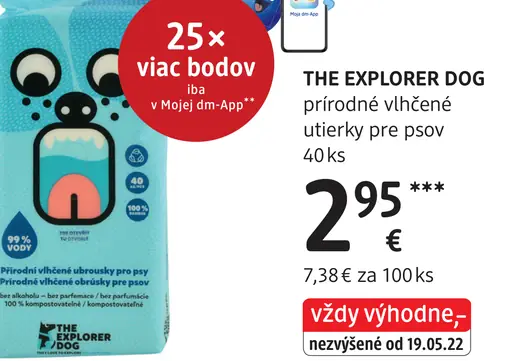 The Explorer Dog prírodné vlhčené utierky pre psov