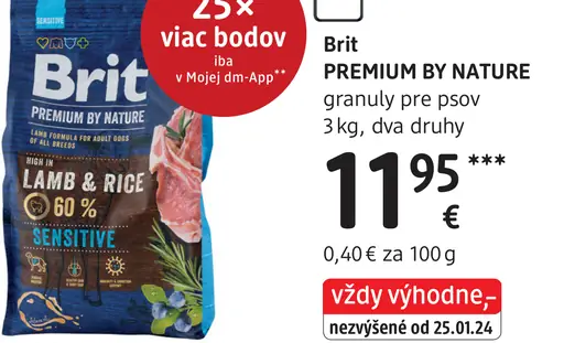 Brit Premium by Nature granuly pre psov lamb & rice sensitive