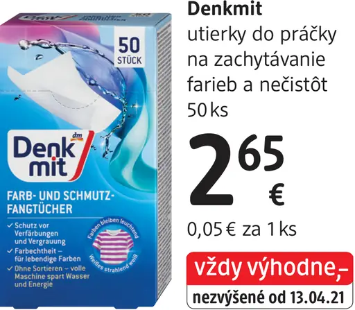 Denkmit utierky do práčky na zachytávanie farieb a nečistôt