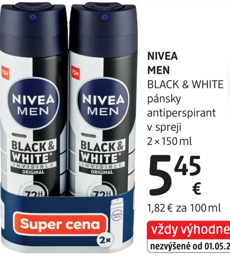 Nivea Men Black & White pánsky antiperspirant v spreji