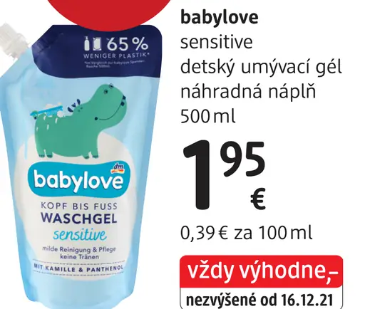 Babylove sensitive detský umývací gél