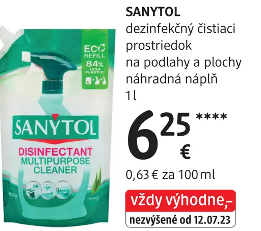 Sanytol dezinfekčný čistiaci prostriedok na podlahy a plochy