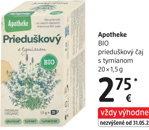 Apotheke BIO prieduškový čaj s tymianom