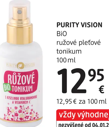 Purity Vision bio ružové pleťové tonikum