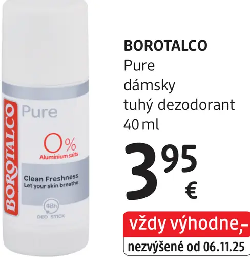 Borotalco Pure dámsky tuhý dezodorant