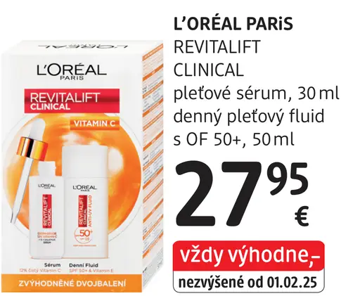 L’Oréal Paris Revitalift Clinical pleťové sérum a denný pleťový fluid SPF 50+