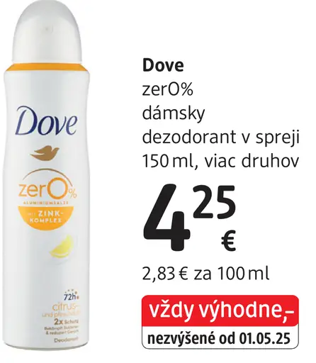 Dove Zero% dámsky dezodorant v spreji