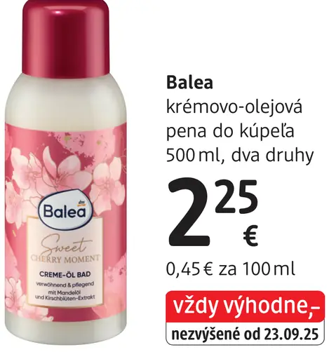 Balea krémovo-olejová pena do kúpeľa