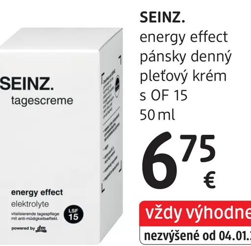 SEINZ. energy effect pánsky denný pleťový krém SPF 15