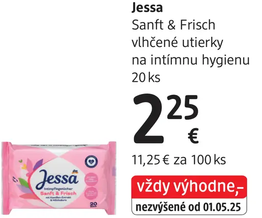 Jessa Sanft & Frisch vlhčené utierky na intimnú hygienu