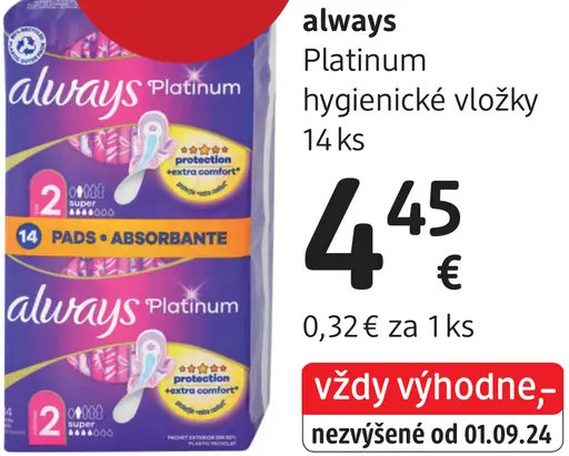Always Platinum hygienické vložky